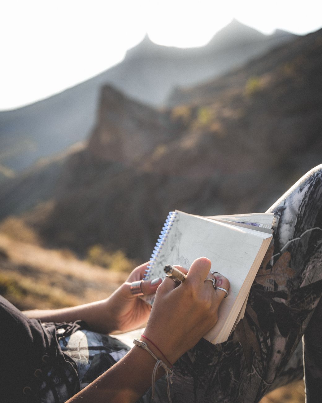 Travel writer documenting mountain vistas