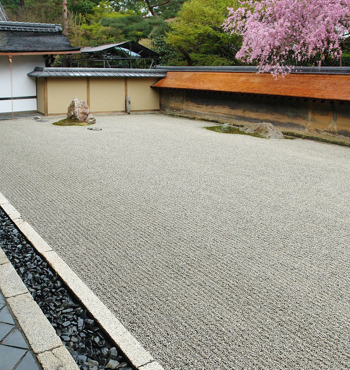 Traditional Kyoto temple courtyard and moss garden